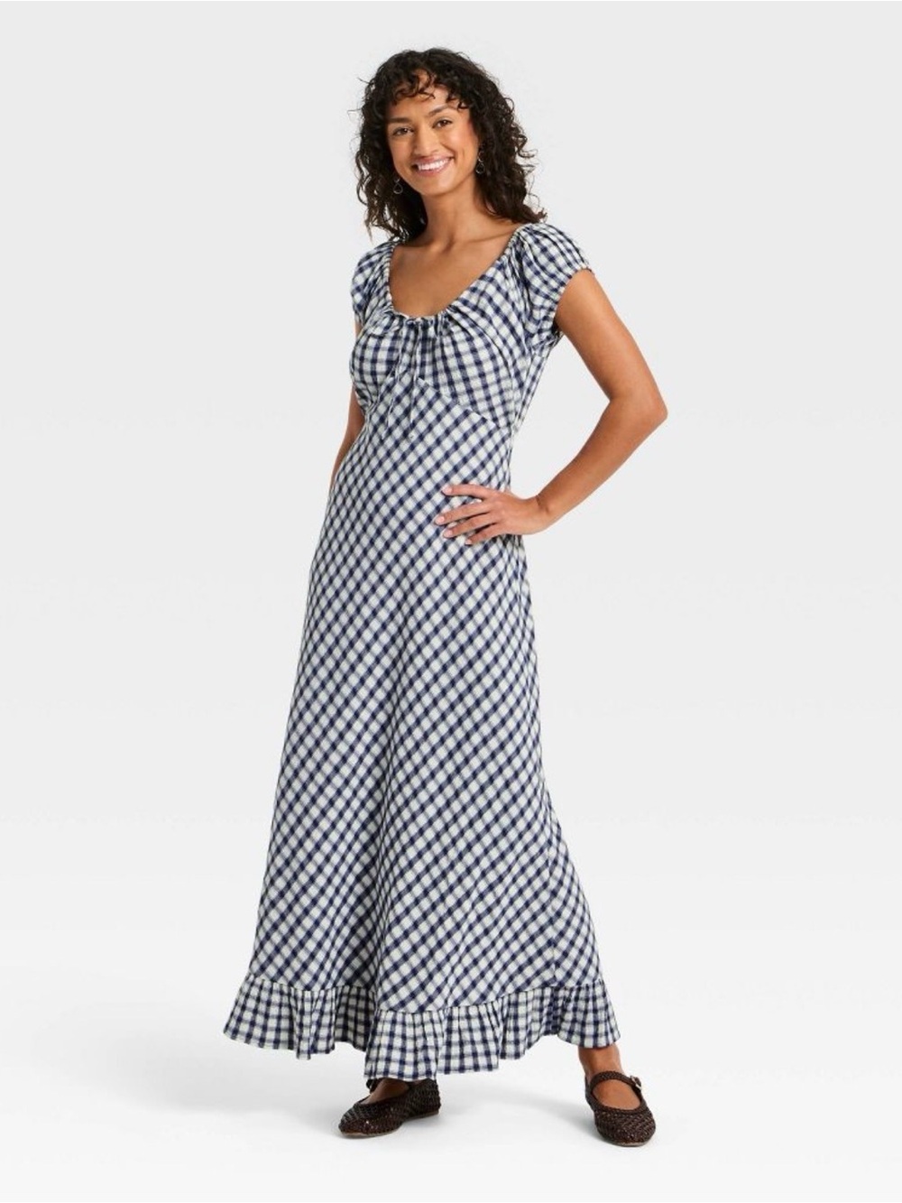 BNWT✨Universal Thread Puff Short Sleeve Gingham Dress - Picture 3 of 7